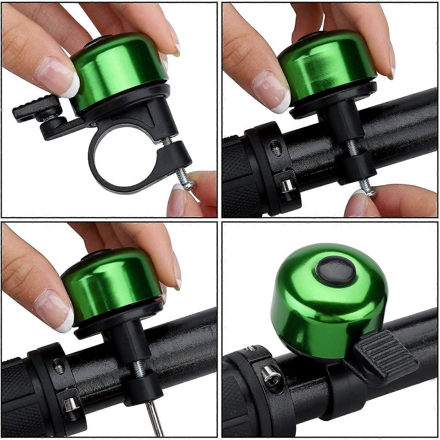 2PCS Bike Bell Bicycle Bell with Loud Crisp Clear Sound, Road and Mountain Bike Bell (Green)