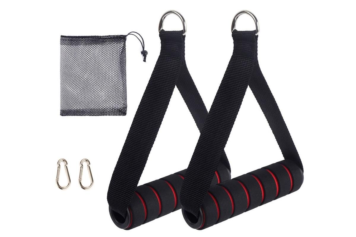 Yoga Strength Trainer Pull Down Home Gym Exercise Handles Replacement Fitness Equipment for Pilates -Red