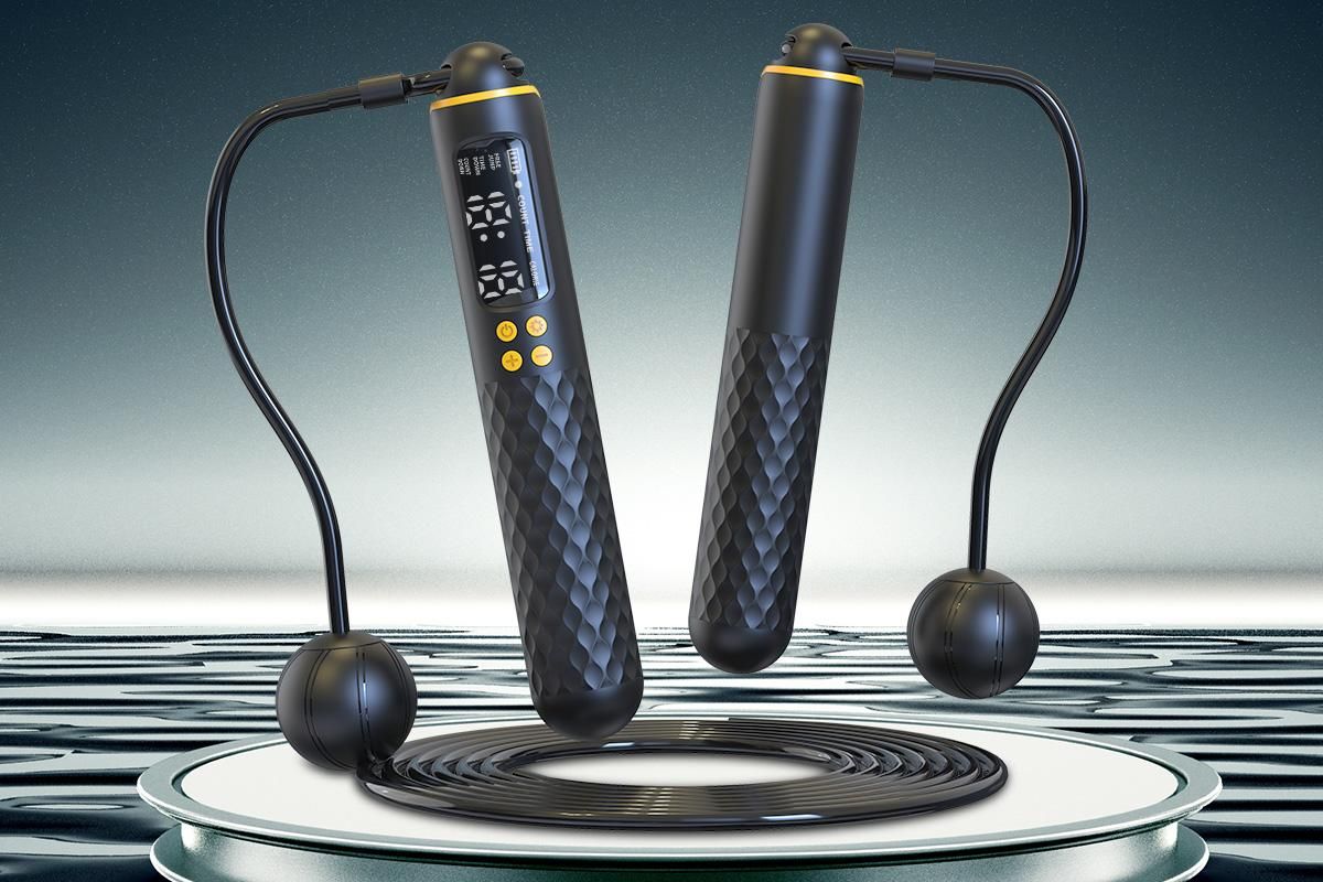 Smart Digital Jump Rope for Accurately Counts Jumps Sets Goals and Monitors Progress -Black