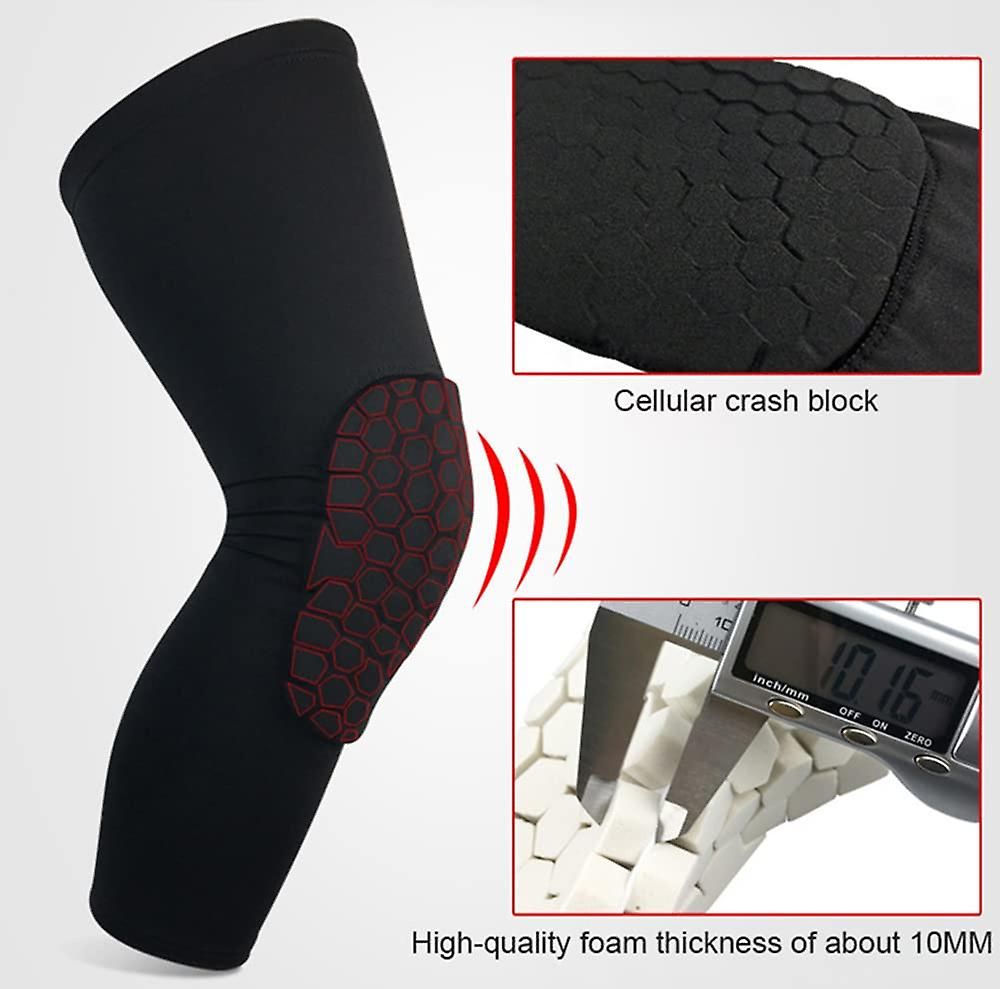 Hexagonal Honeycomb Protective Breathable Knee Pads Compression Knee Pad Protective Knee Pad Sports Knee Pad Long Knee Pad - White L