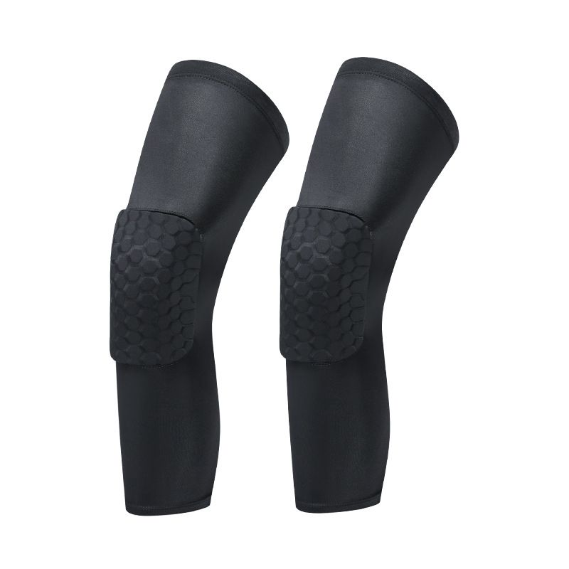 Hexagonal Honeycomb Protective Breathable Knee Pads Compression Knee Pad Protective Knee Pad Sports Knee Pad Long Knee Pad - Black L