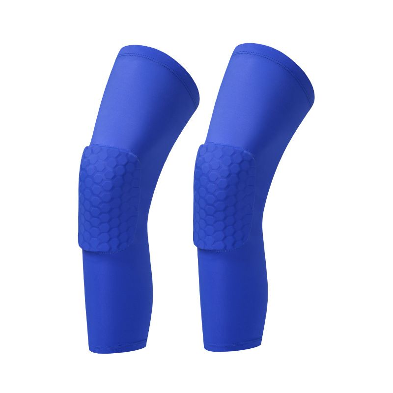 Hexagonal Honeycomb Protective Breathable Knee Pads Compression Knee Pad Protective Knee Pad Sports Knee Pad Long Knee Pad - Blue M