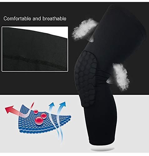 Hexagonal Honeycomb Protective Breathable Knee Pads Compression Knee Pad Protective Knee Pad Sports Knee Pad Long Knee Pad - Blue L