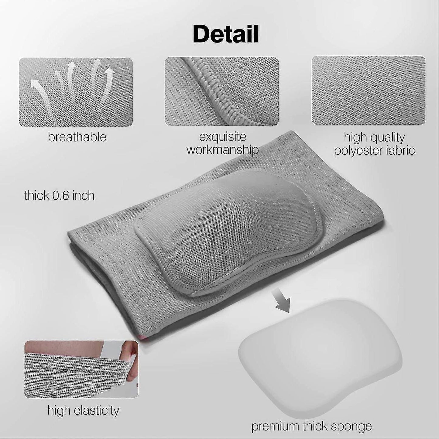 Pair of Knee Pads for Volleyball Dancing Sports Knee Support Sleeves with Sponge Padding Non-Slip Compression Protection for Basketball Running Cycling Fitness - XS