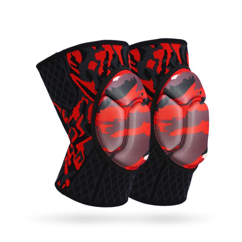 Pair of Volleyball Knee Pads with Thick EVA Honeycomb Padding Non-Slip Compression Knee Sleeves for Basketball Cycling Hiking Sports Protection - Red