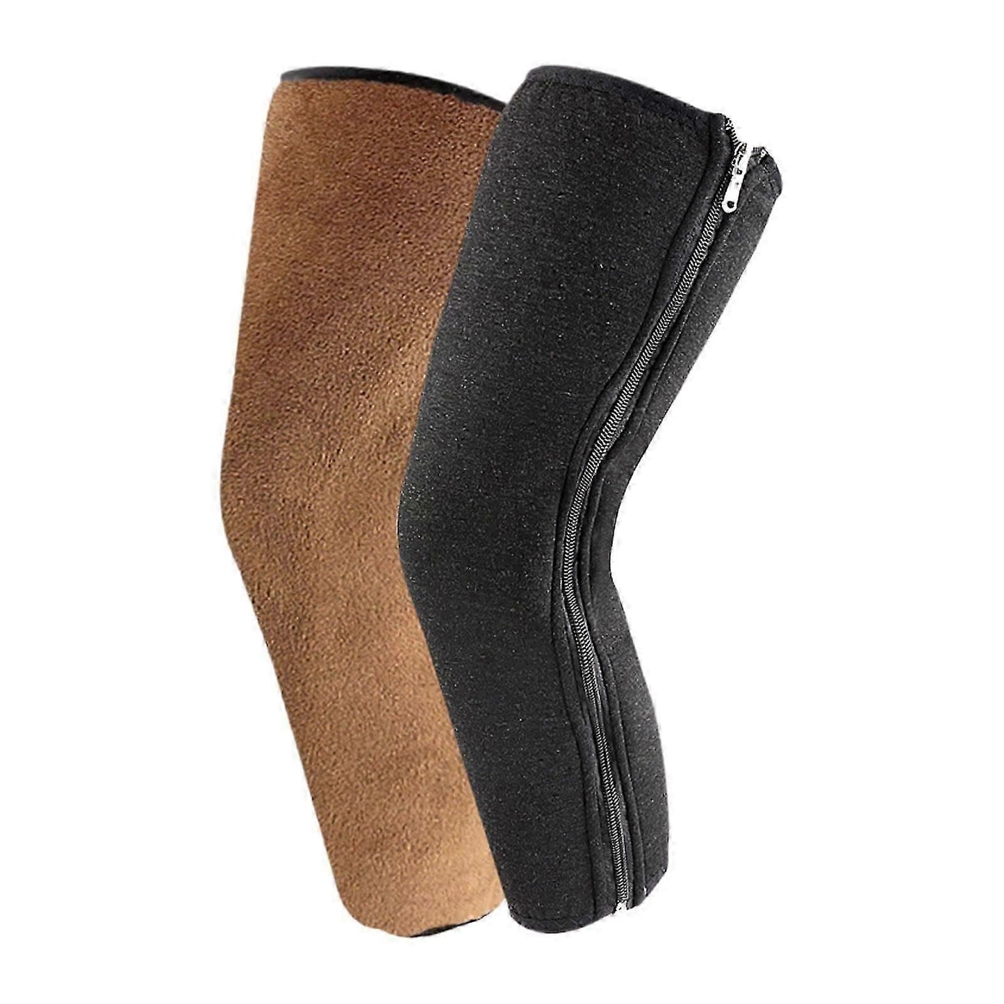 Warm Cashmere Knee Support Sleeves Thickened Wool Knee Pads for Skiing Cycling Outdoor Sports Joint Comfort Brace (45kg-80kg) - Brown