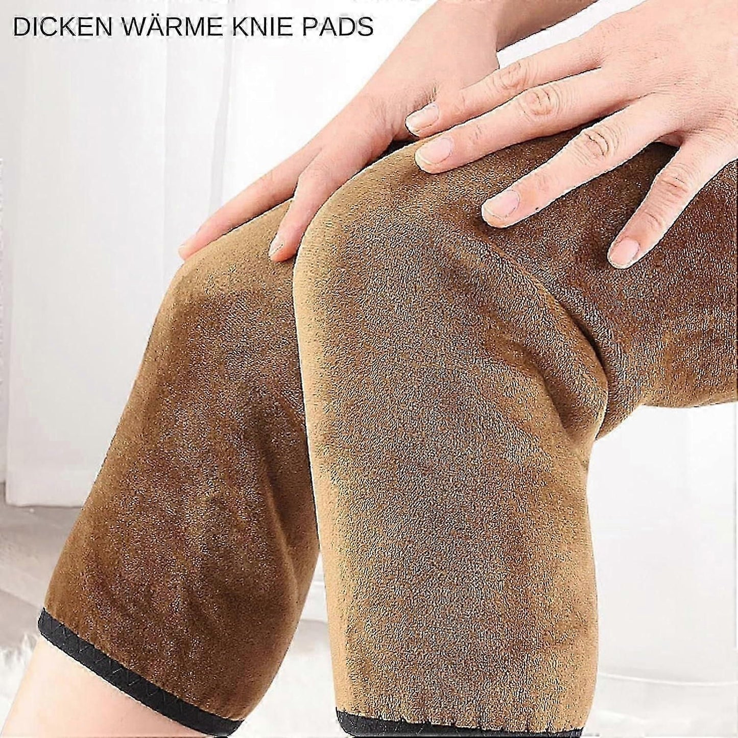 Warm Cashmere Knee Support Sleeves Thickened Wool Knee Pads for Skiing Cycling Outdoor Sports Joint Comfort Brace (45kg-80kg) - Brown