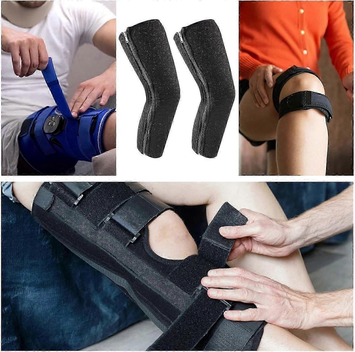 Warm Cashmere Knee Support Sleeves Thickened Wool Knee Pads for Skiing Cycling Outdoor Sports Joint Comfort Brace (45kg-80kg) - White