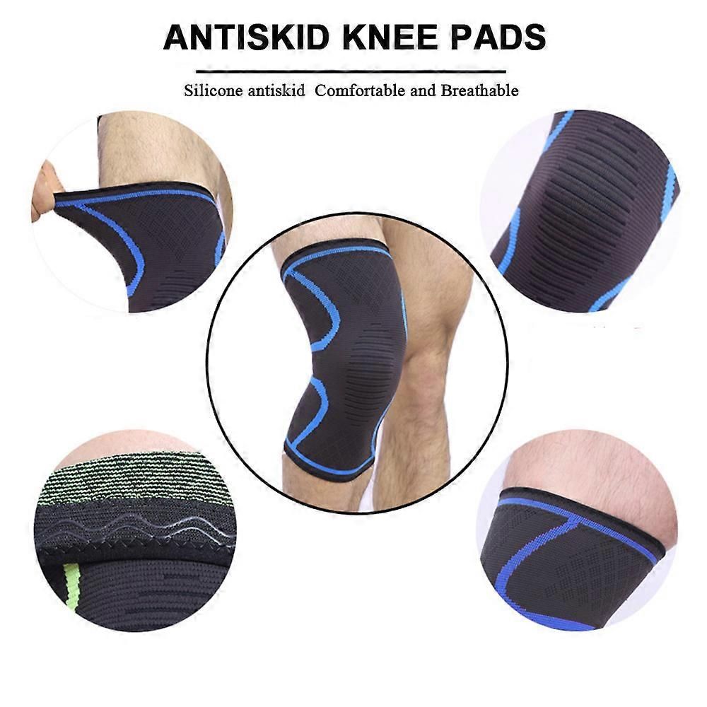 Sports Knee Support Pad Breathable Anti-Slip Compression Knee Sleeve for Running Cycling Gym Fitness Basketball - Blue S