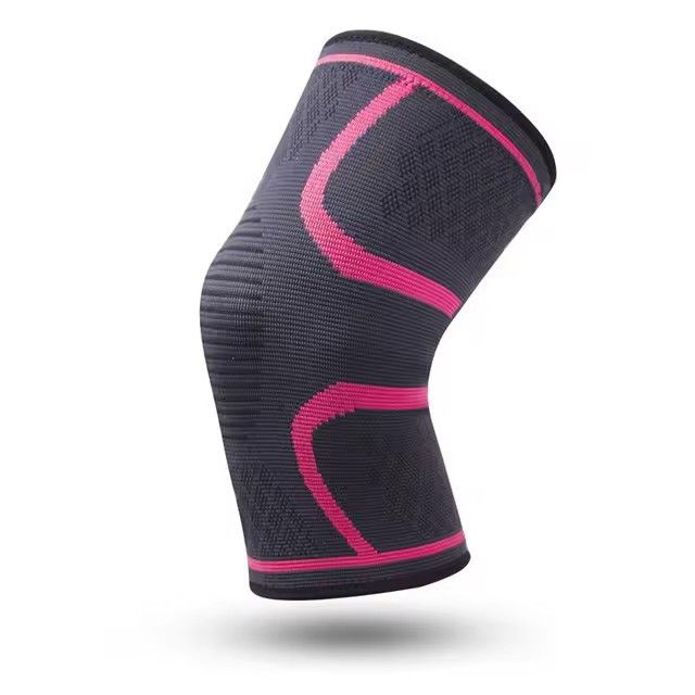 Sports Knee Support Pad Breathable Anti-Slip Compression Knee Sleeve for Running Cycling Gym Fitness Basketball - Pink 3XL