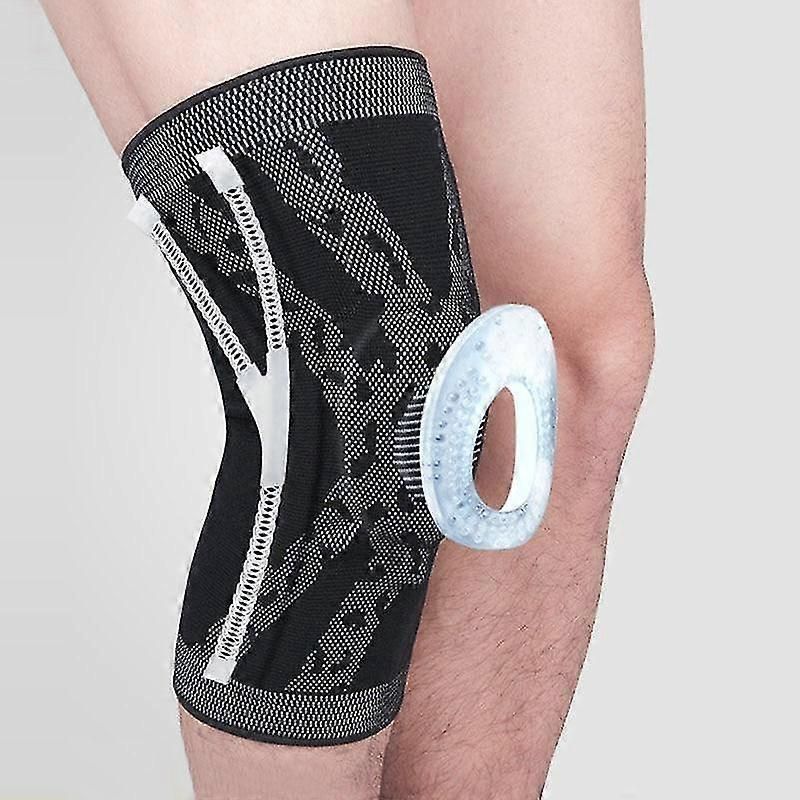 Patella Knee Support Brace with Silicone Support Anti-Slip Sports Knee Sleeve for Basketball Running Cycling Gym M