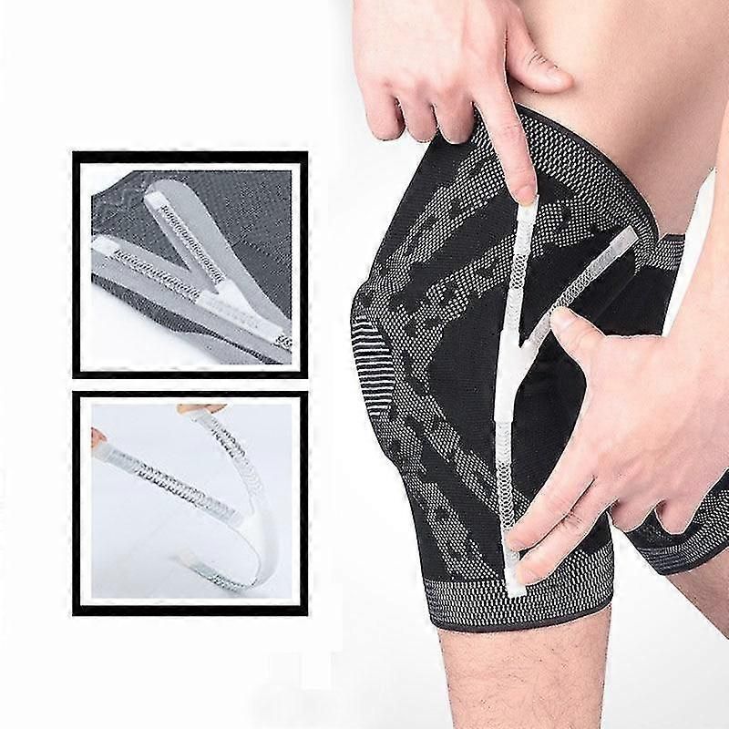 Patella Knee Support Brace with Silicone Support Anti-Slip Sports Knee Sleeve for Basketball Running Cycling Gym XL