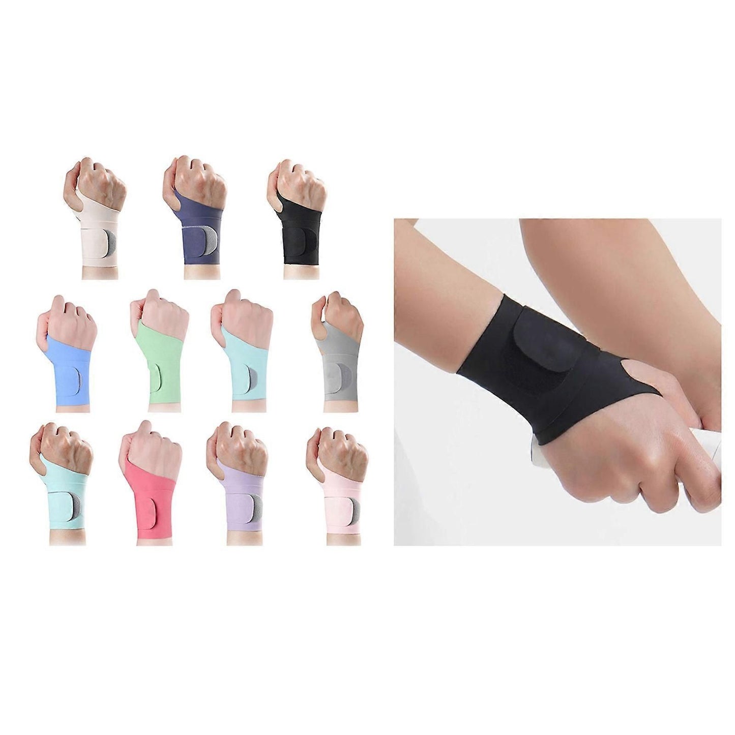 Thumb and Wrist Support Brace Adjustable Compression Wrist Wrap, Elastic Breathable Wrist Stabiliser for Gym Fitness, Sports and Daily Use - Gray