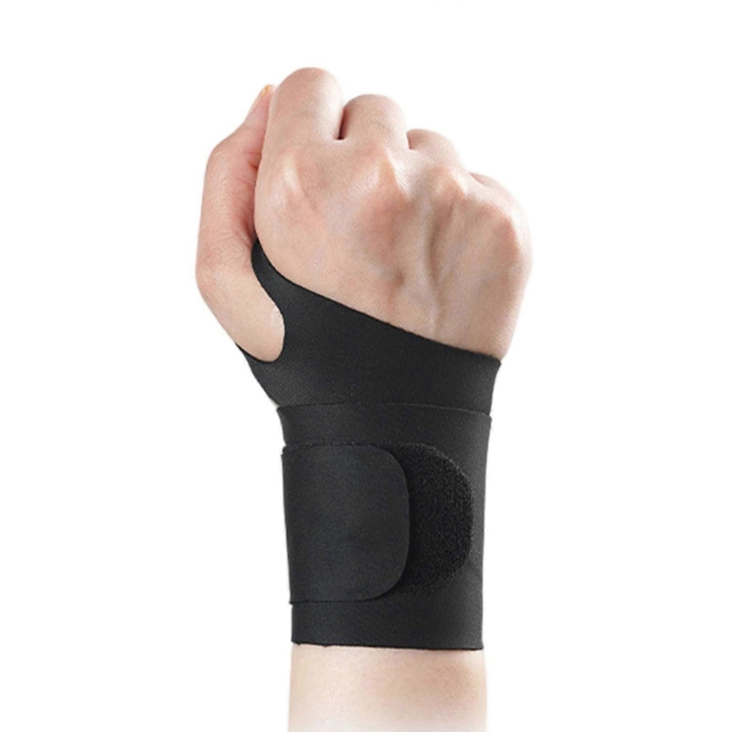 Thumb and Wrist Support Brace Adjustable Compression Wrist Wrap, Elastic Breathable Wrist Stabiliser for Gym Fitness, Sports and Daily Use - Black