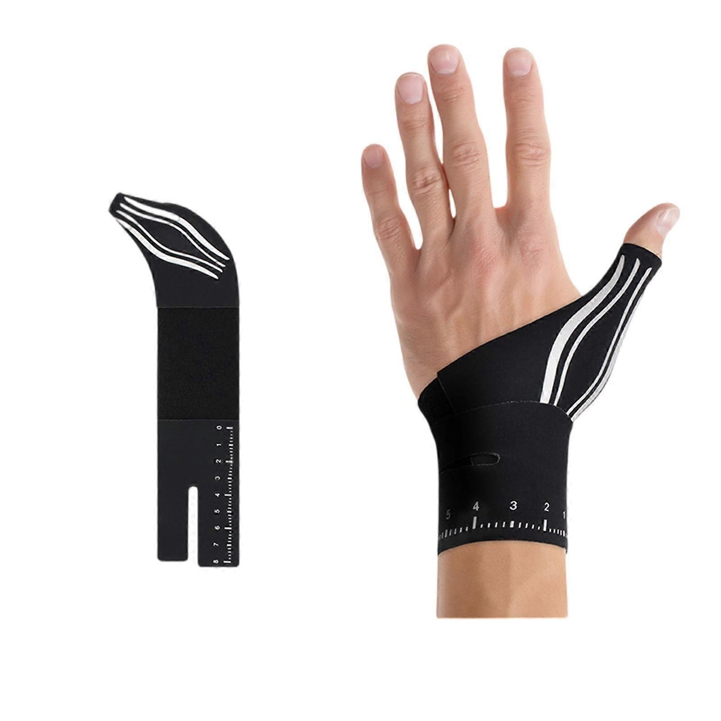Thumb Stabilizing Wrist Support Wrap, Adjustable Non-Slip Compression Wrist Brace with Breathable Fabric for Cycling, Rock Climbing and Sports - Black Left Hand