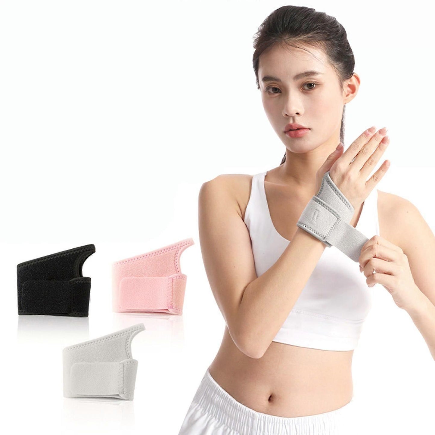 Adjustable Wrist and Thumb Support Brace, Breathable Elastic Compression Wrist Wrap for Fitness, Sports and Daily Activities - Pink