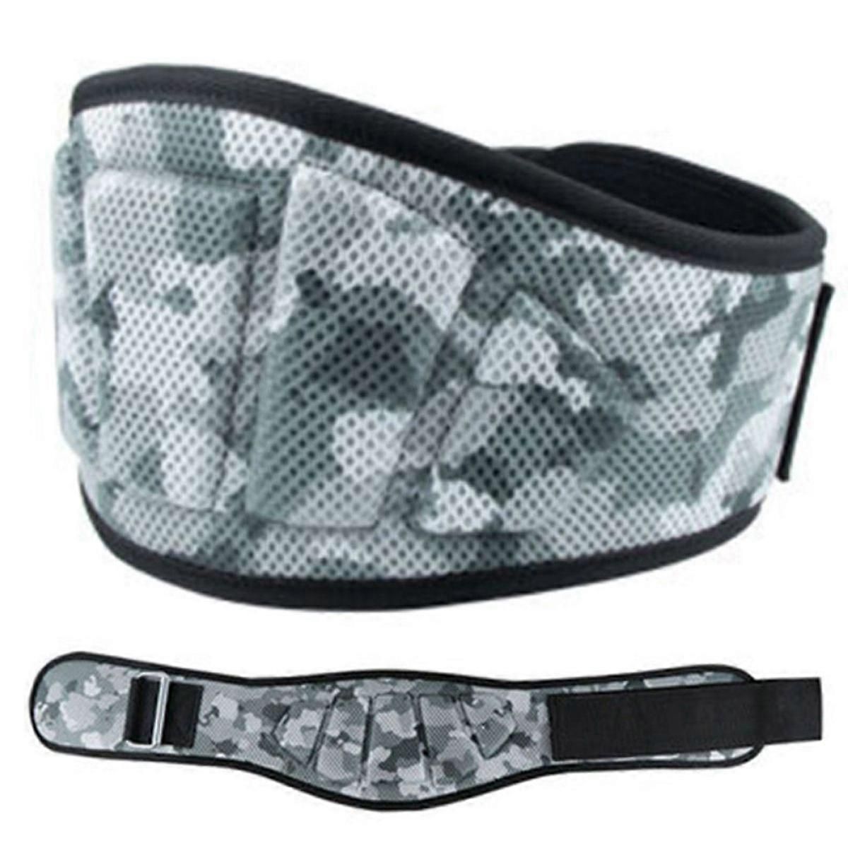Adjustable Weightlifting Belt, EVA Nylon Lumbar Support Belt for Powerlifting, Bodybuilding, Gym Fitness and Strength Training - Black Camouflage S