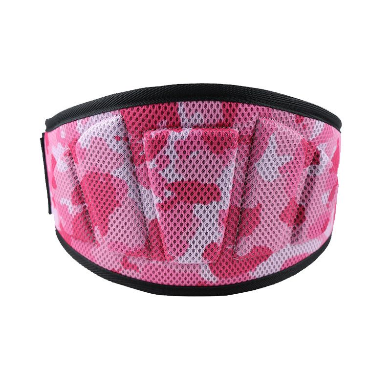 Adjustable Weightlifting Belt, EVA Nylon Lumbar Support Belt for Powerlifting, Bodybuilding, Gym Fitness and Strength Training - Pink Camouflage L