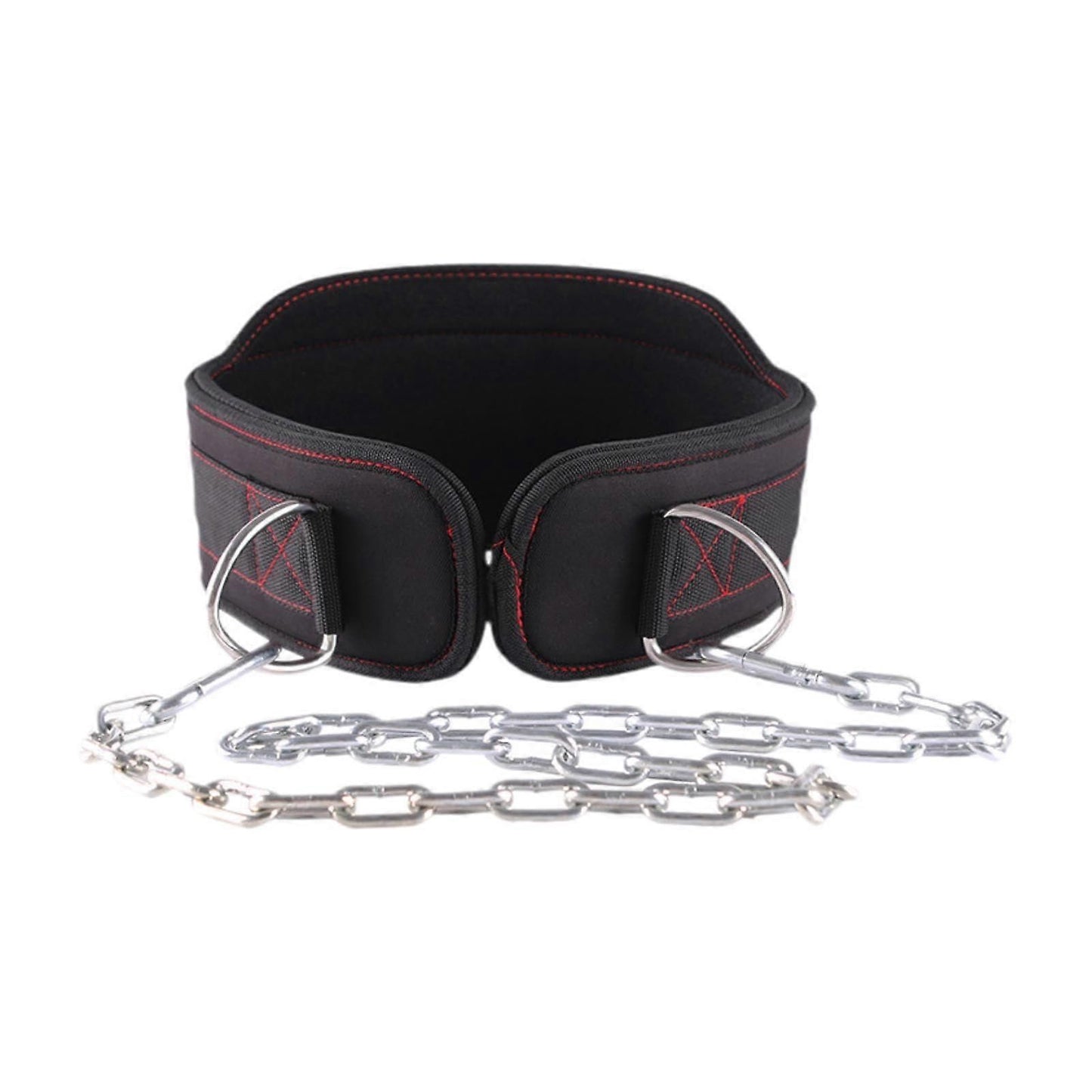 Adjustable Weightlifting Belt with Chain and Removable Back Support for Strength Training - Red