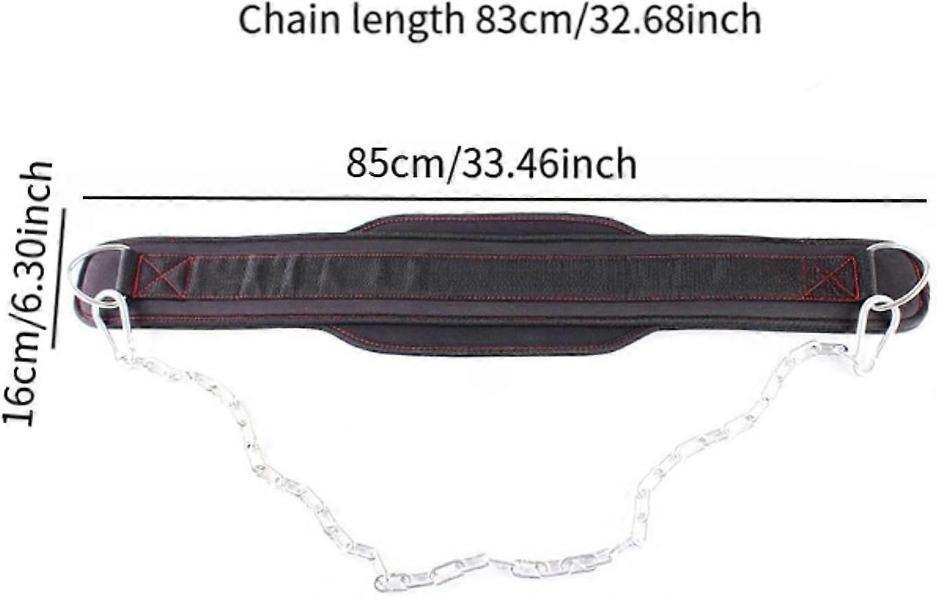Adjustable Weightlifting Belt with Chain and Removable Back Support for Strength Training - Red