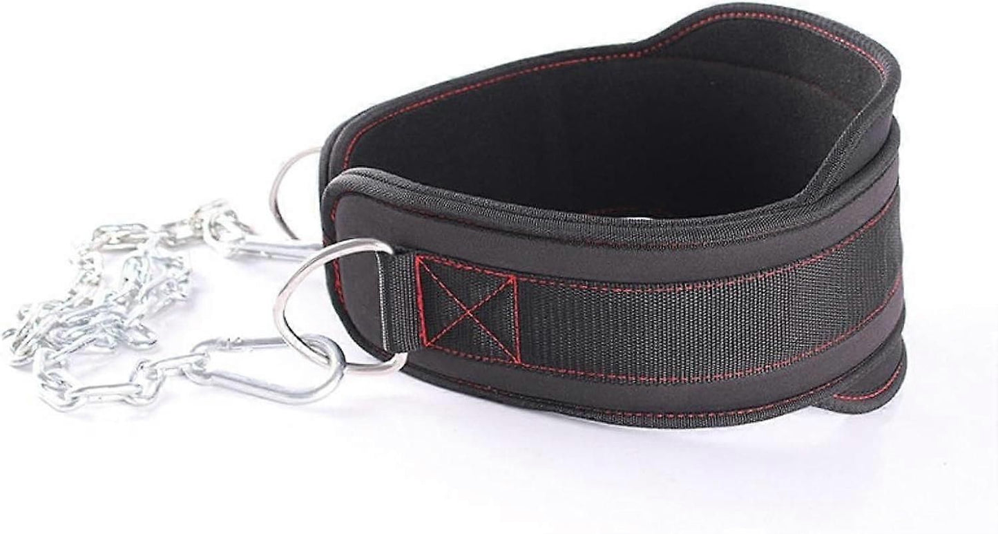 Adjustable Weightlifting Belt with Chain and Removable Back Support for Strength Training - Black