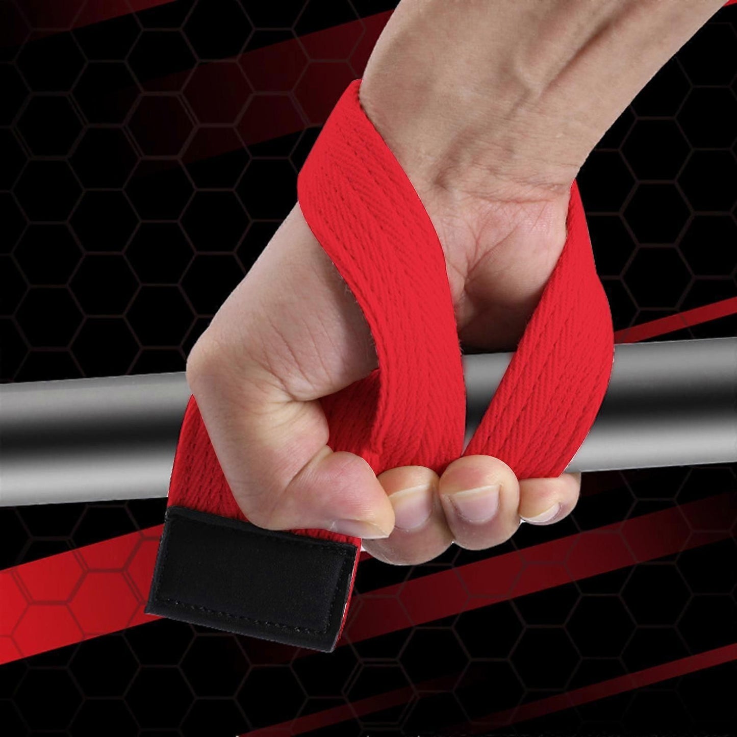 1 Pair Weightlifting Wrist Straps, Adjustable Lifting Straps for Gym Training, Deadlifts, Strength Training and Bodybuilding - Red