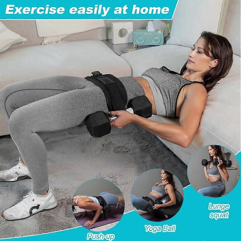 Hip Thrust Belt Booty Belt with Padded Strap for Weightlifting Glute Training Dumbbells Black