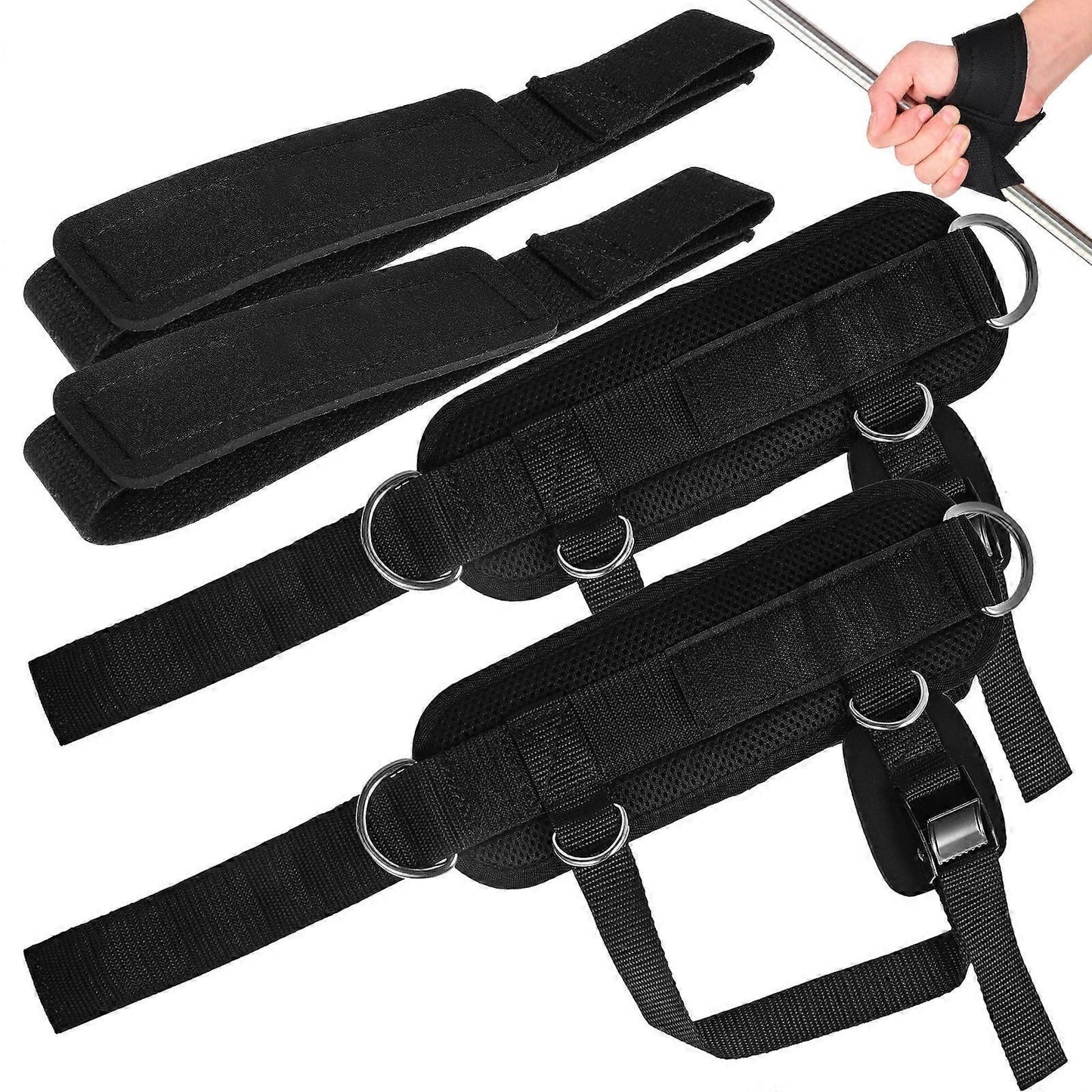 Ankle Straps with Lifting Wrist Straps for Fitness Use Pack