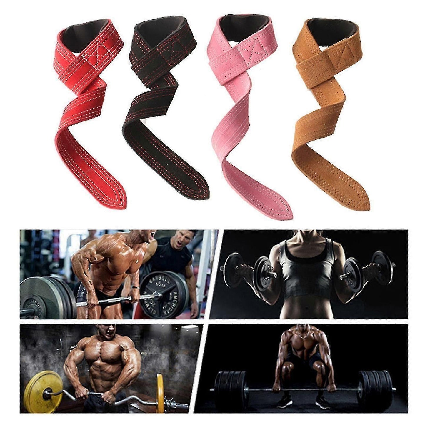 Fitness Lifting Straps Wrist Straps Weightlifting Deadlift Straps Weight Lifting Straps for Men/Women, Gym Lifting Grips - Pink