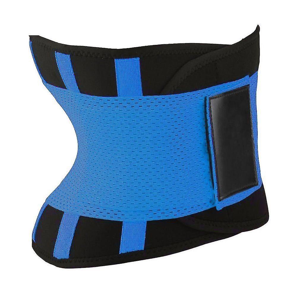 Adjustable Back Support Waist Trainer Trimmer Belt Sports Gym Fitness Weightlifting Abdominal Slim Belt - Blue