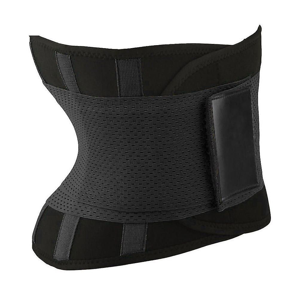 Adjustable Back Support Waist Trainer Trimmer Belt Sports Gym Fitness Weightlifting Abdominal Slim Belt - Black