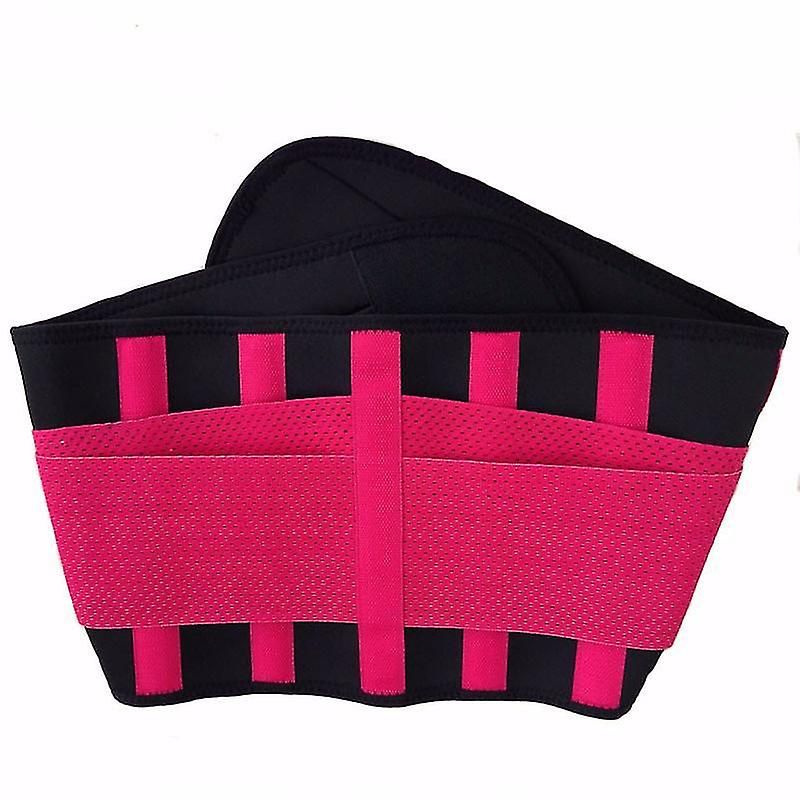 Adjustable Back Support Waist Trainer Trimmer Belt Sports Gym Fitness Weightlifting Abdominal Slim Belt - Rose Red
