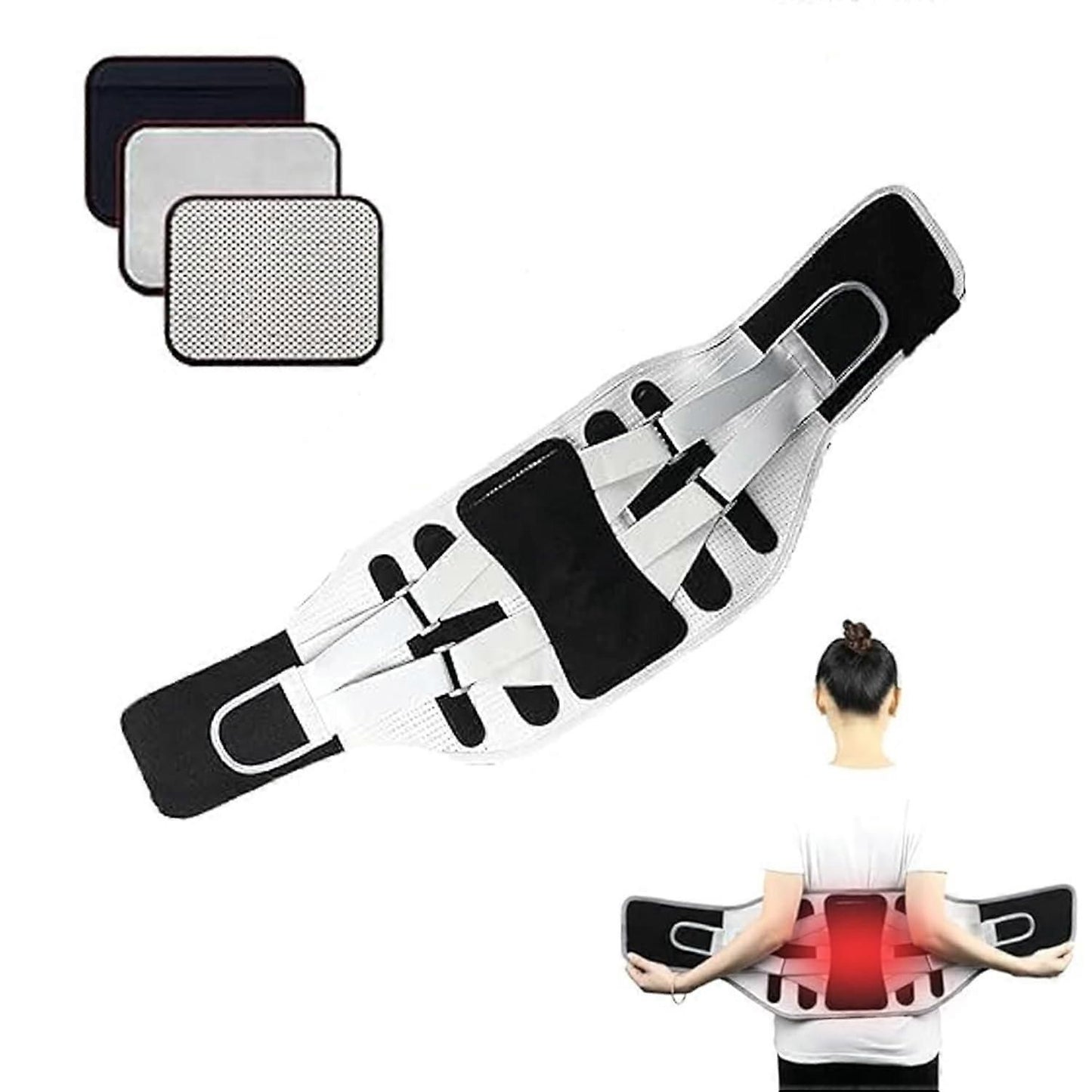 Sports Lumbar Support Belt, Adjustable Back Brace with 4 Support Stays for Weightlifting, Gym Workouts, Squats and Fitness Training Black - L
