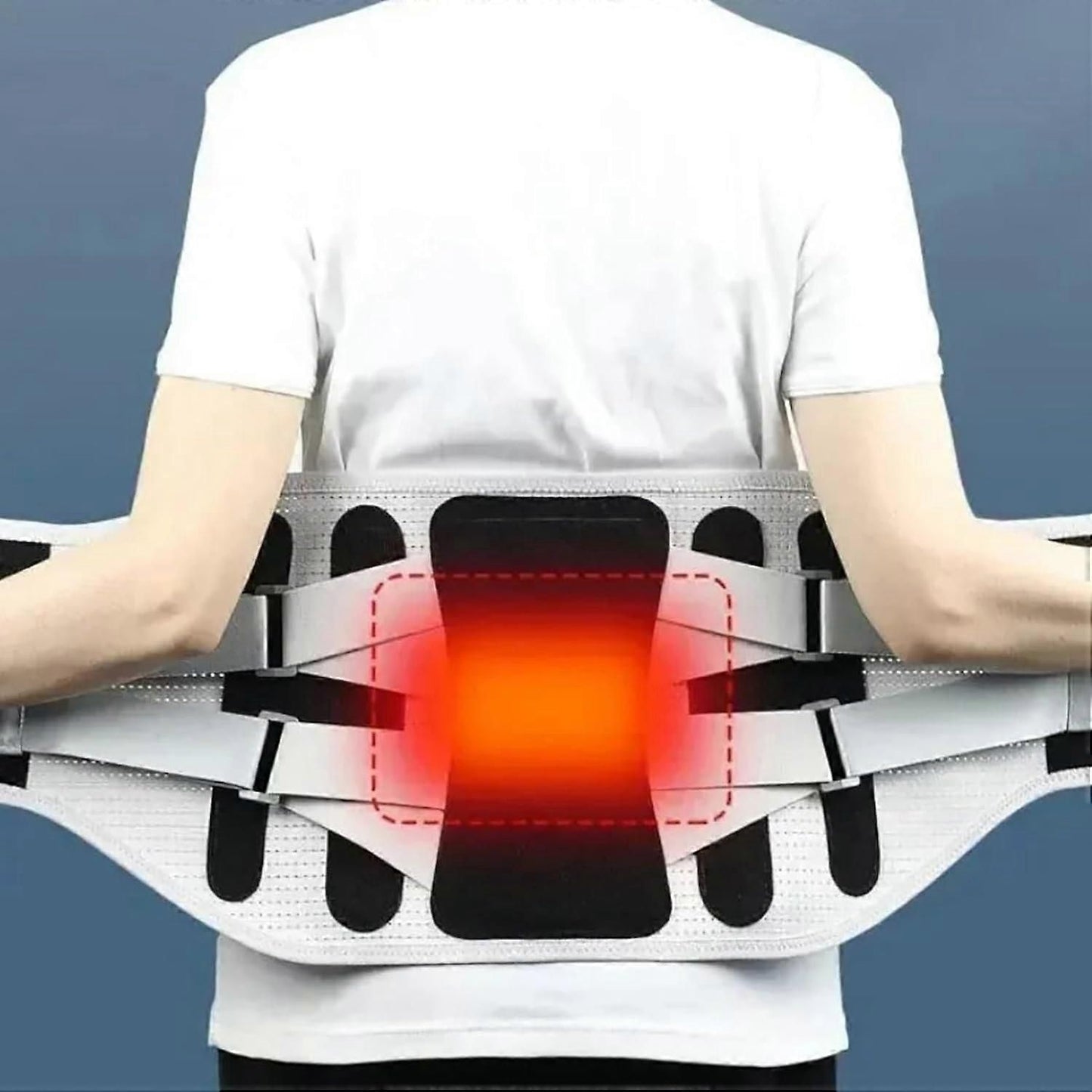 Sports Lumbar Support Belt, Adjustable Back Brace with 4 Support Stays for Weightlifting, Gym Workouts, Squats and Fitness Training Blue - M