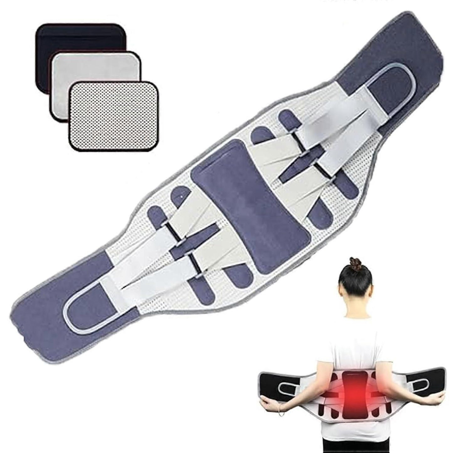 Sports Lumbar Support Belt, Adjustable Back Brace with 4 Support Stays for Weightlifting, Gym Workouts, Squats and Fitness Training Blue - L
