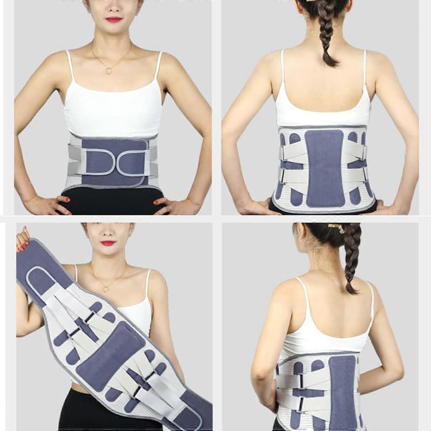 Sports Lumbar Support Belt, Adjustable Back Brace with 4 Support Stays for Weightlifting, Gym Workouts, Squats and Fitness Training Blue - L