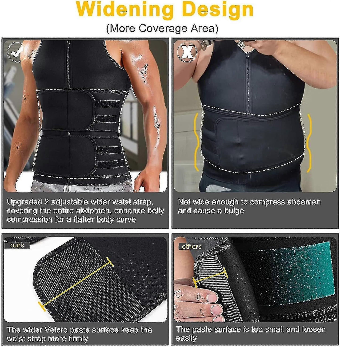 Men Body Shaper Waist Trainer Sauna Vest Double Belt Abdomen Slimming Sweat Vest Fitness Belt - 2XL