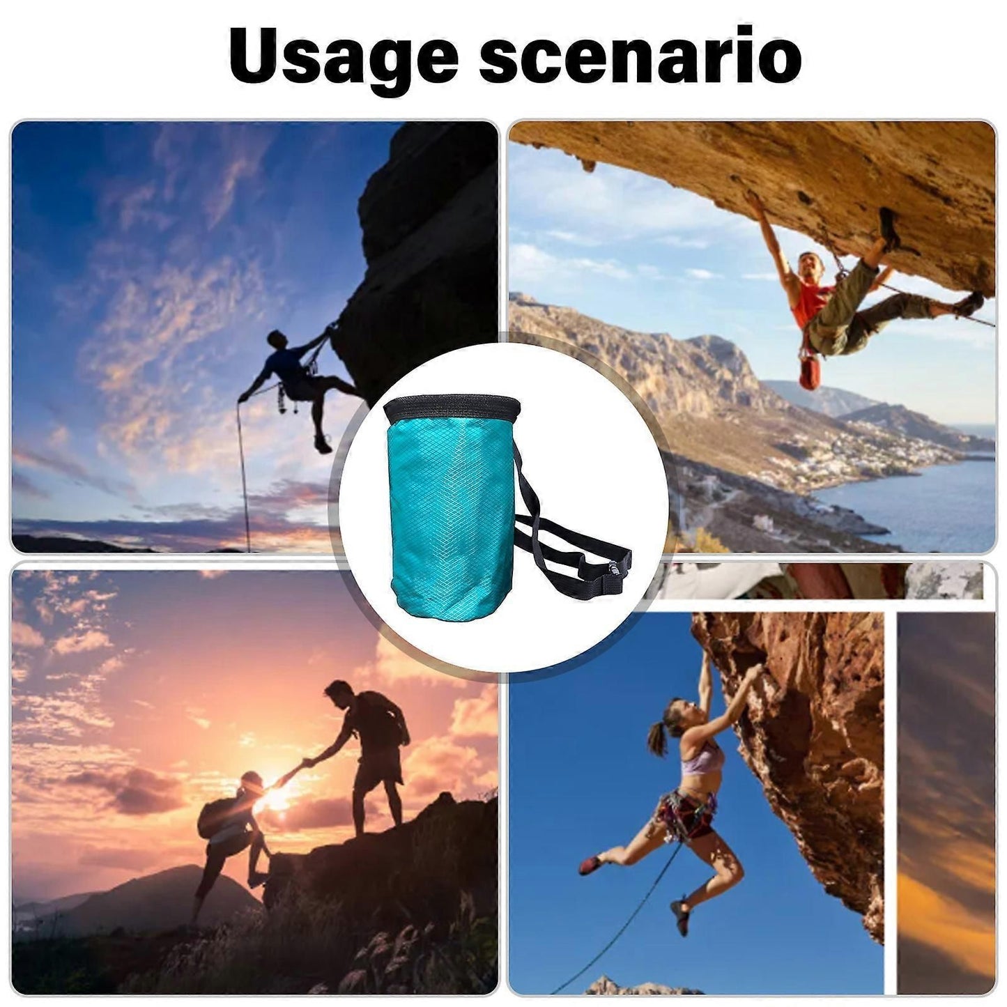 Rock Climbing Chalk Bag Talcum Powder Bag Weightlifting Pouches Adjustable Drawstring Chalk Bag Nonslip Magnesia Pouches - Gray