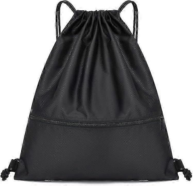 Lightweight Sports Backpack, Water Resistant Nylon Gym Bag with Adjustable Shoulder Strap for Hiking, Fitness, Travel and Daily Use - Black