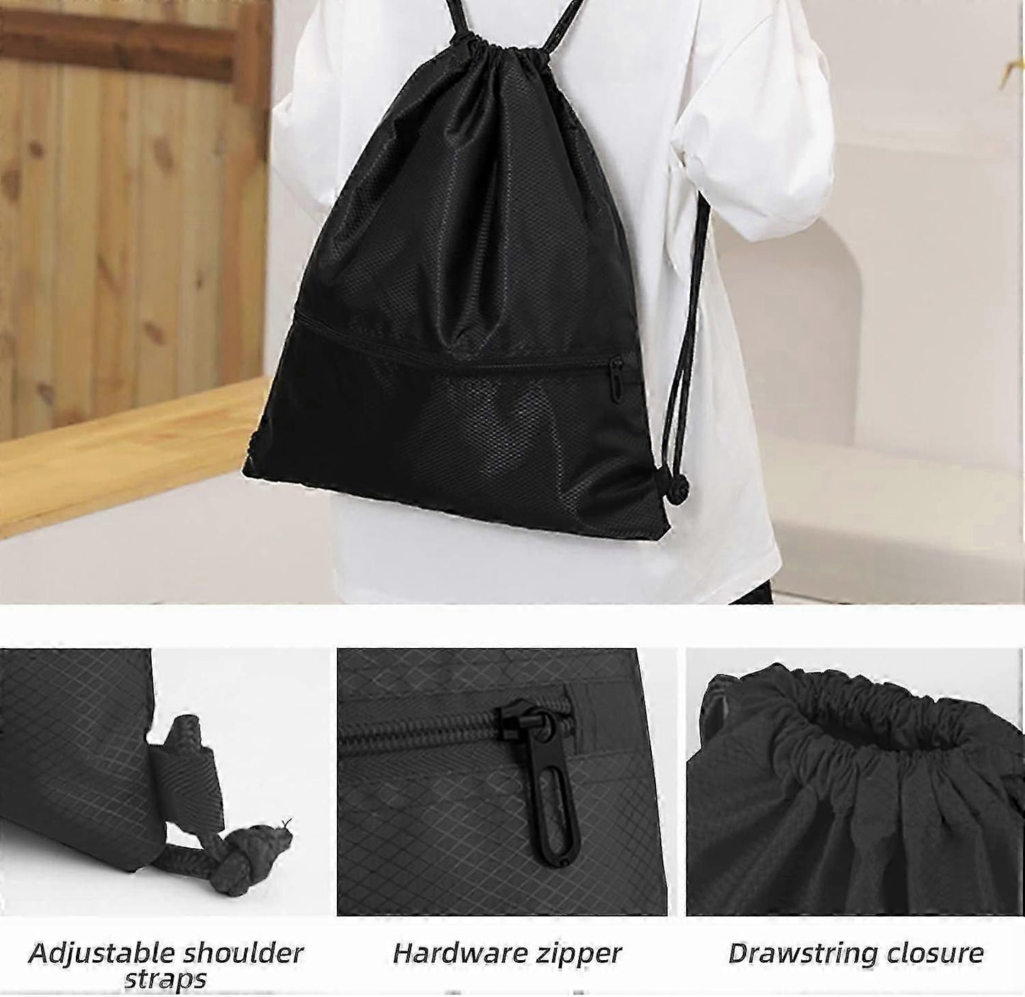 Lightweight Sports Backpack, Water Resistant Nylon Gym Bag with Adjustable Shoulder Strap for Hiking, Fitness, Travel and Daily Use - White