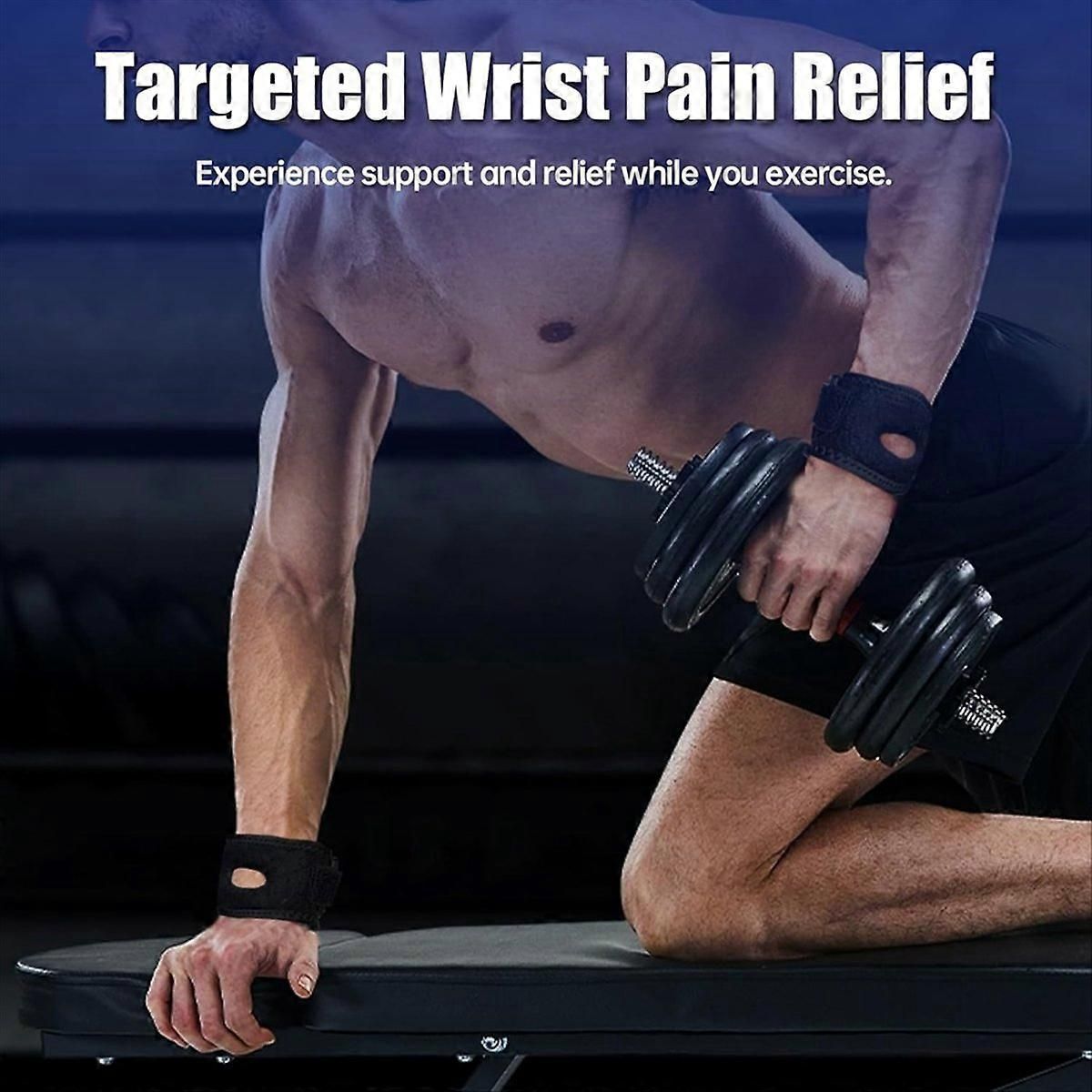 Adjustable Wrist Brace Support with Silicone Pad, Breathable Wrist Wrap for Gym, Weightlifting, Tennis & Sports Training - S