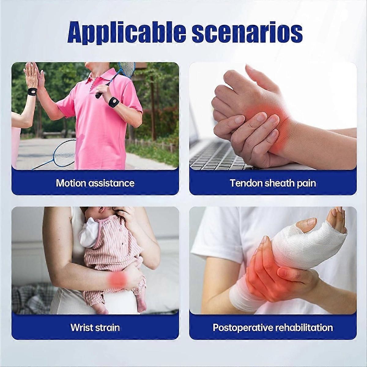 Adjustable Wrist Brace Support with Silicone Pad, Breathable Wrist Wrap for Gym, Weightlifting, Tennis & Sports Training - L