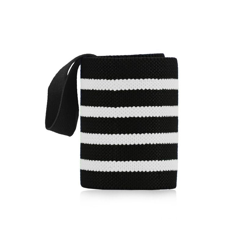 1Pc Adjustable Wrist Wraps for Weightlifting, Gym Training Wrist Support Straps for Men & Women, Fitness Strength Training Accessories - White Striped