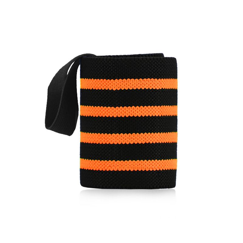 1Pc Adjustable Wrist Wraps for Weightlifting, Gym Training Wrist Support Straps for Men & Women, Fitness Strength Training Accessories - Orange Striped