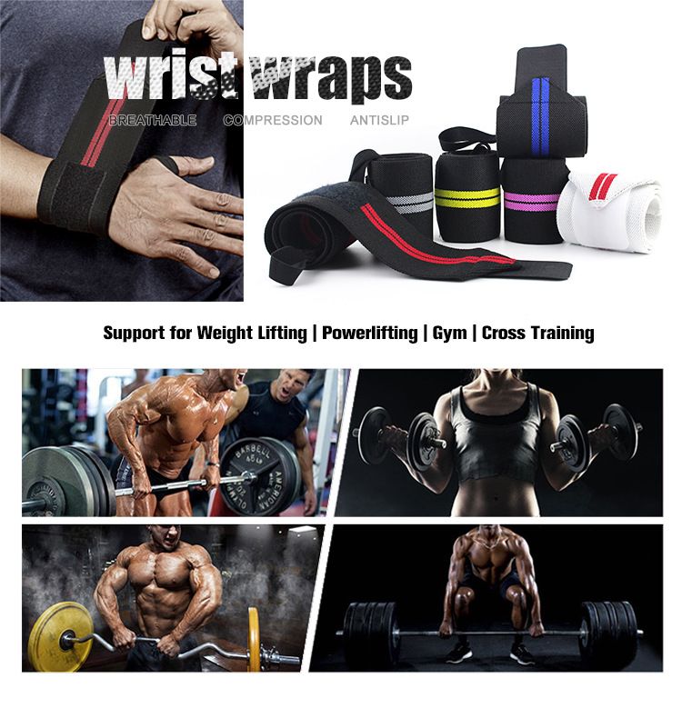 1Pc Adjustable Wrist Wraps for Weightlifting, Gym Training Wrist Support Straps for Men & Women, Fitness Strength Training Accessories - White Red