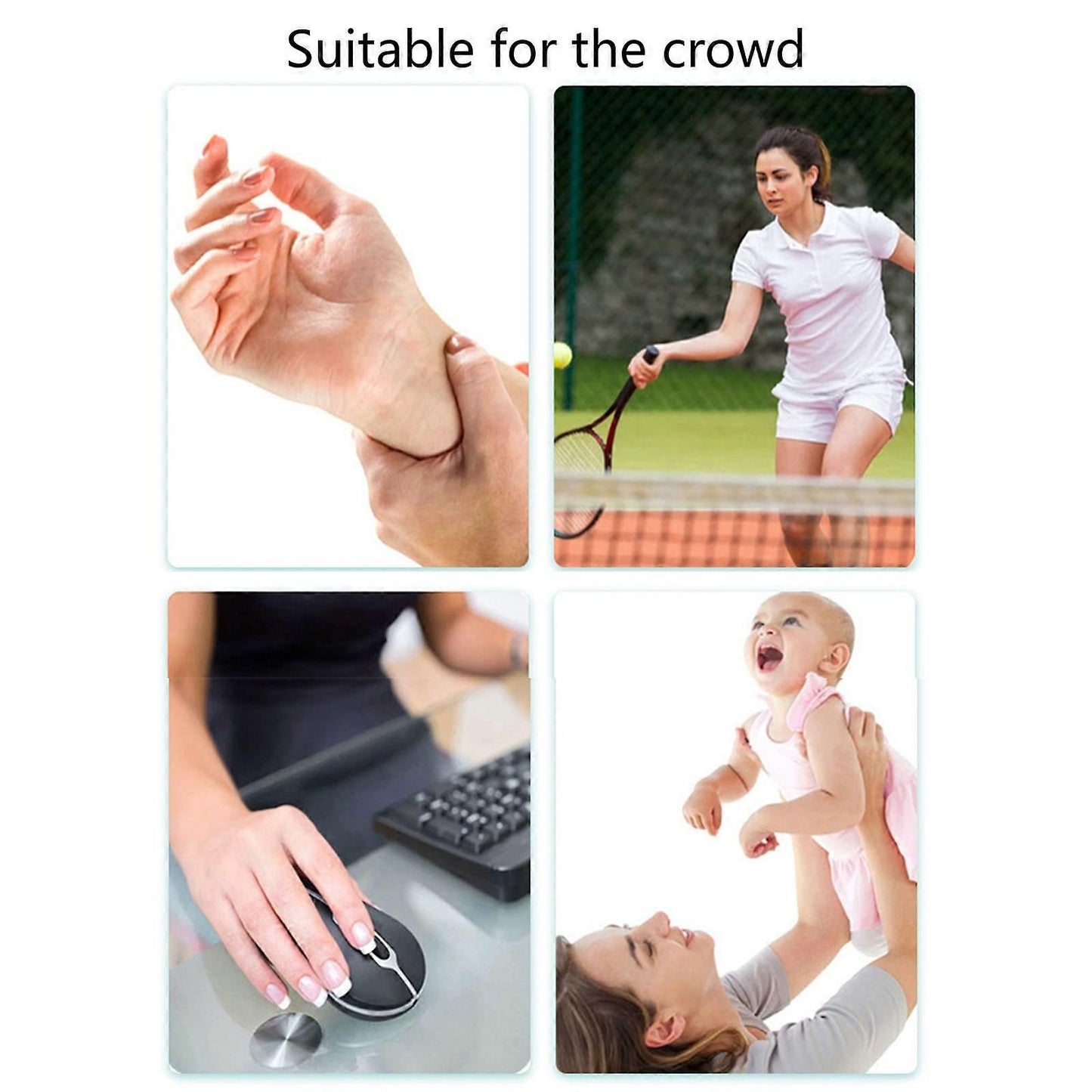 Compression Wrist Support Straps, Adjustable Wrist Wrap Brace for Gym, Tennis, Golf, Fitness & Sports Training - Gray