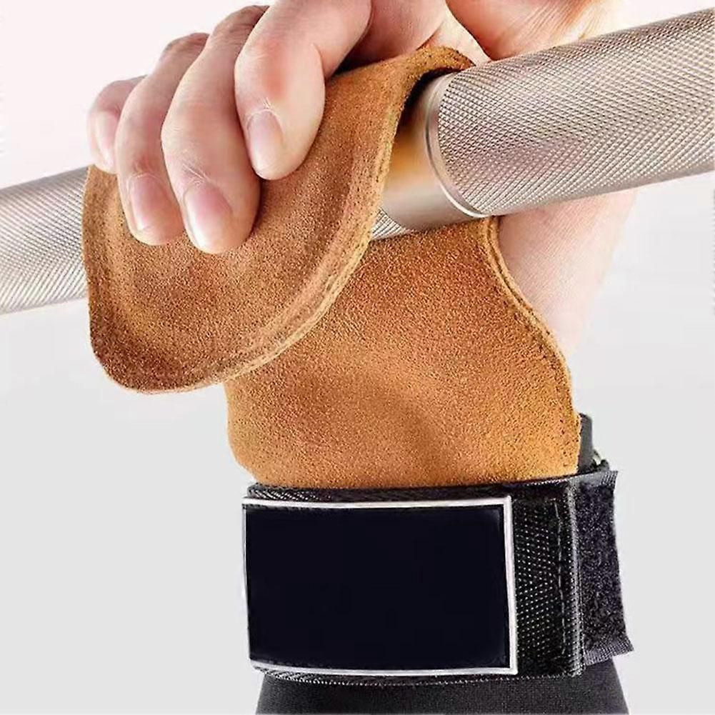 Weightlifting Wrist Hand Grips Leather Palm Protection With Padded Wrist Wrap
