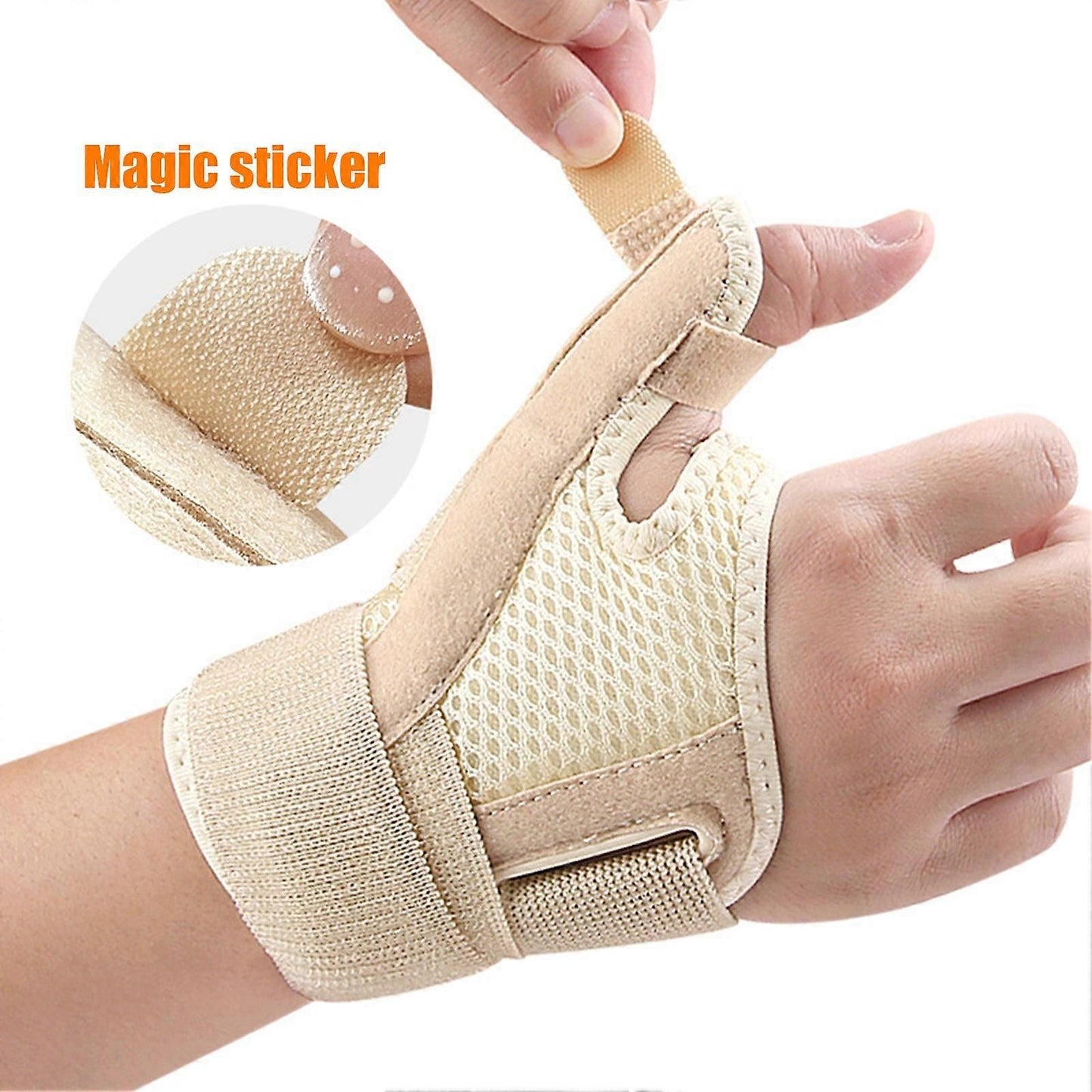 Thumb Support Wrist Brace, Adjustable Wrist Wrap with Dual Support Splints, Breathable Wrist Support for Sports, Fitness & Daily Use - Black