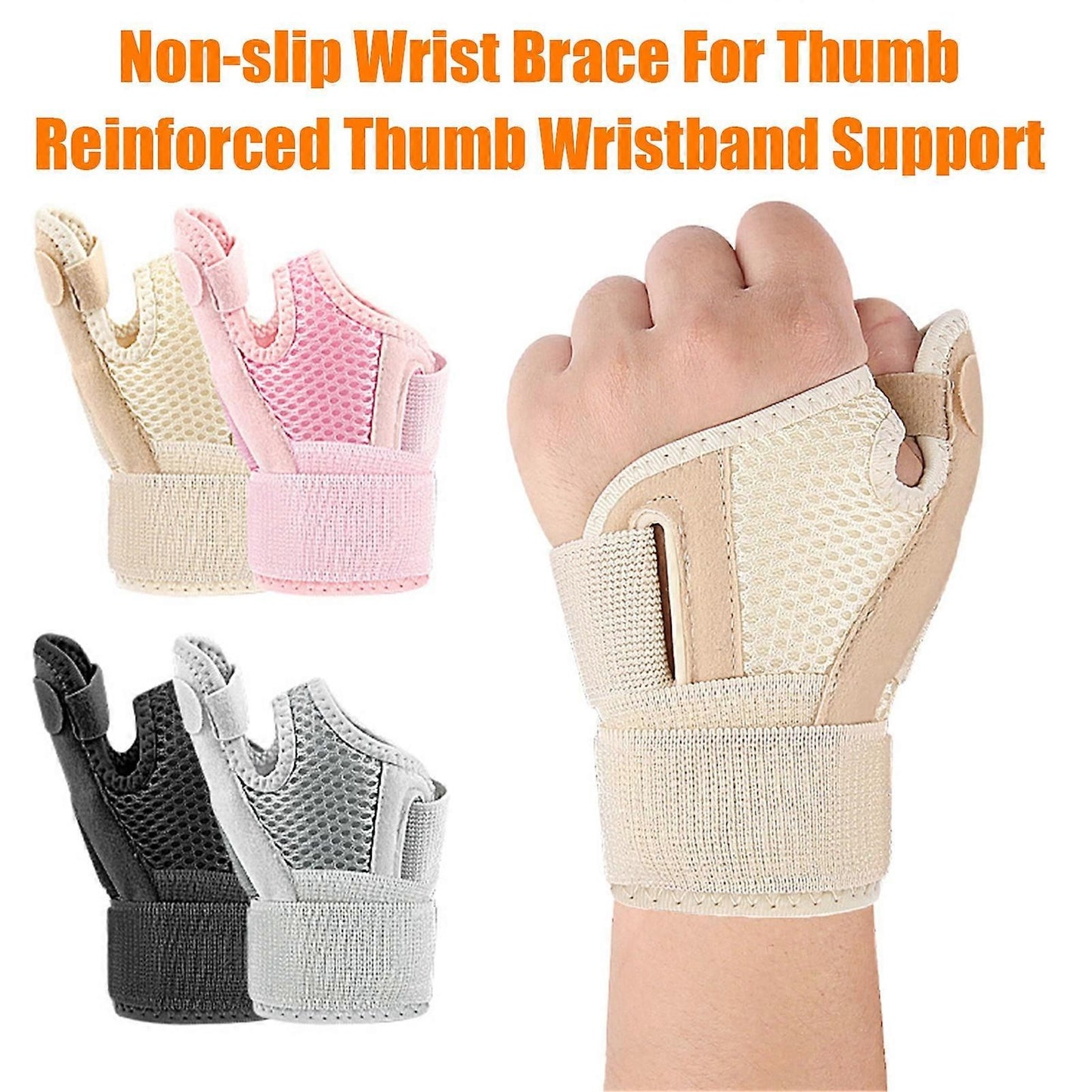 Thumb Support Wrist Brace, Adjustable Wrist Wrap with Dual Support Splints, Breathable Wrist Support for Sports, Fitness & Daily Use - Pink