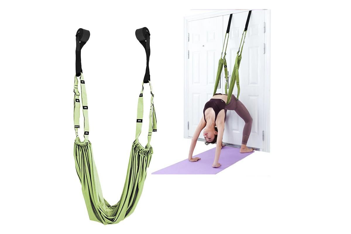 Stretching Exercise Belt Ballet Band Leg with Door Anchor Flexibility Trainer for Dance Aerial Yoga Ballet -Purple